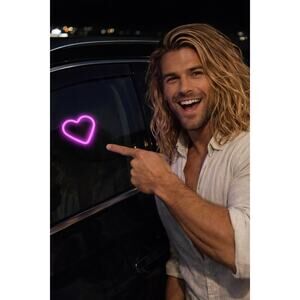 LED Heart Car Light Purple Ambient Light USB Solar Window Decor